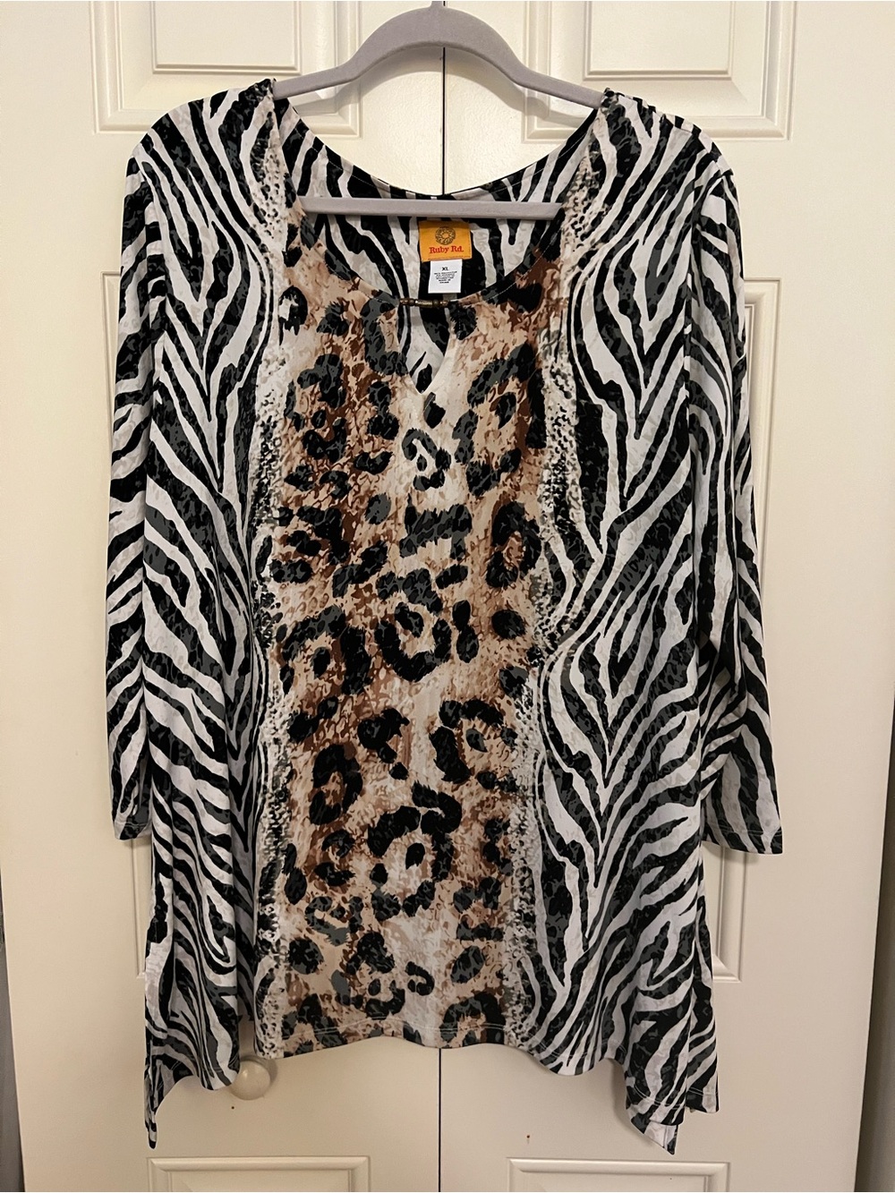 Ruby Rd. Black & Brown Animal Print Tunic